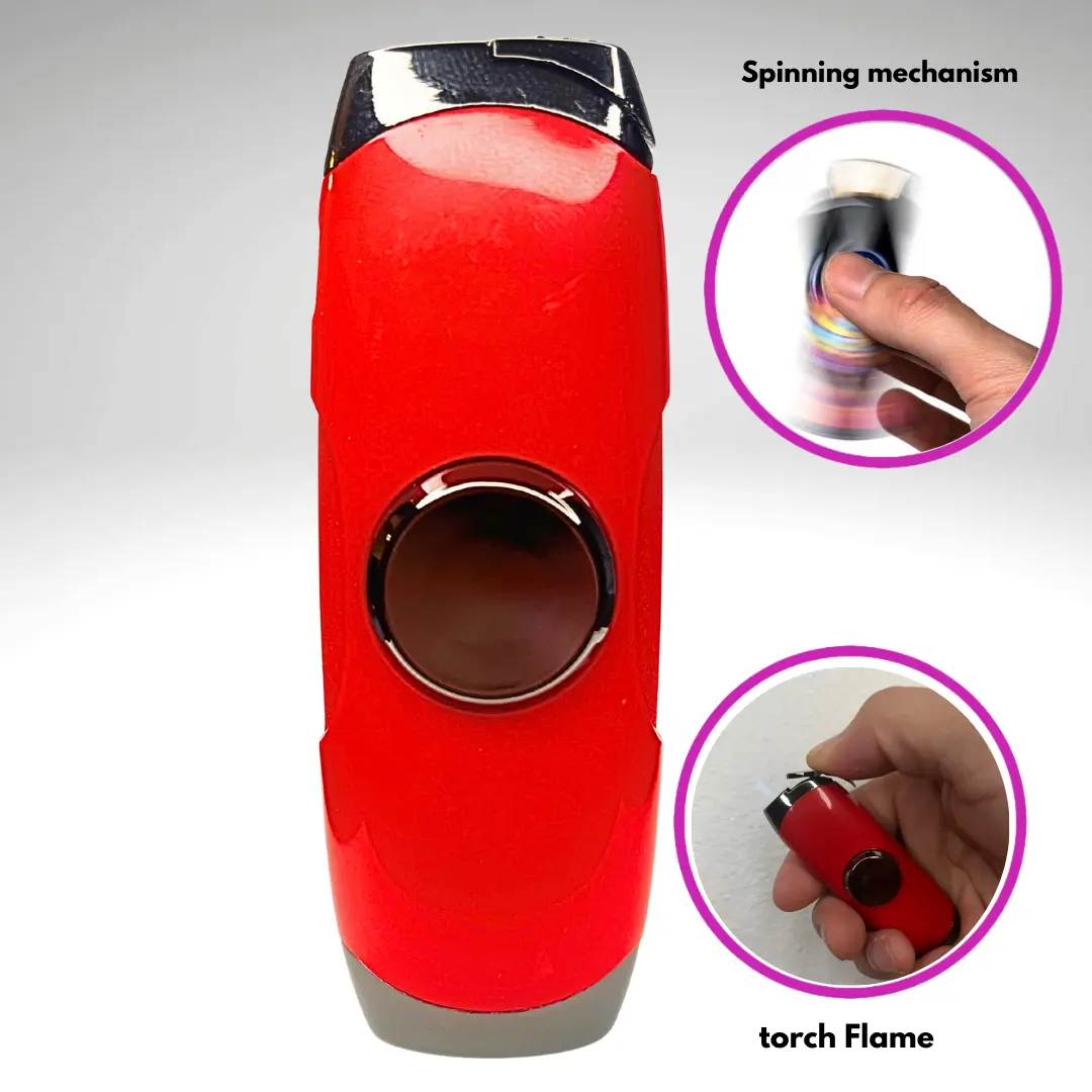 FLKR LYTR: Red Fidget Torch with Durable Design for Fidgeting and Relaxation Accessory - Bold Red Design & Spinning Mechanism - * Does NOT come prefilled*
