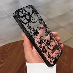 A high-quality transparent phone case with vine flower design, perfect as a birthday gift for teenagers, for iPhone 17 Air/16 Plus/15 Pro Max/14 Pro/13/12/11, protective accessory/JTDDTPU10
