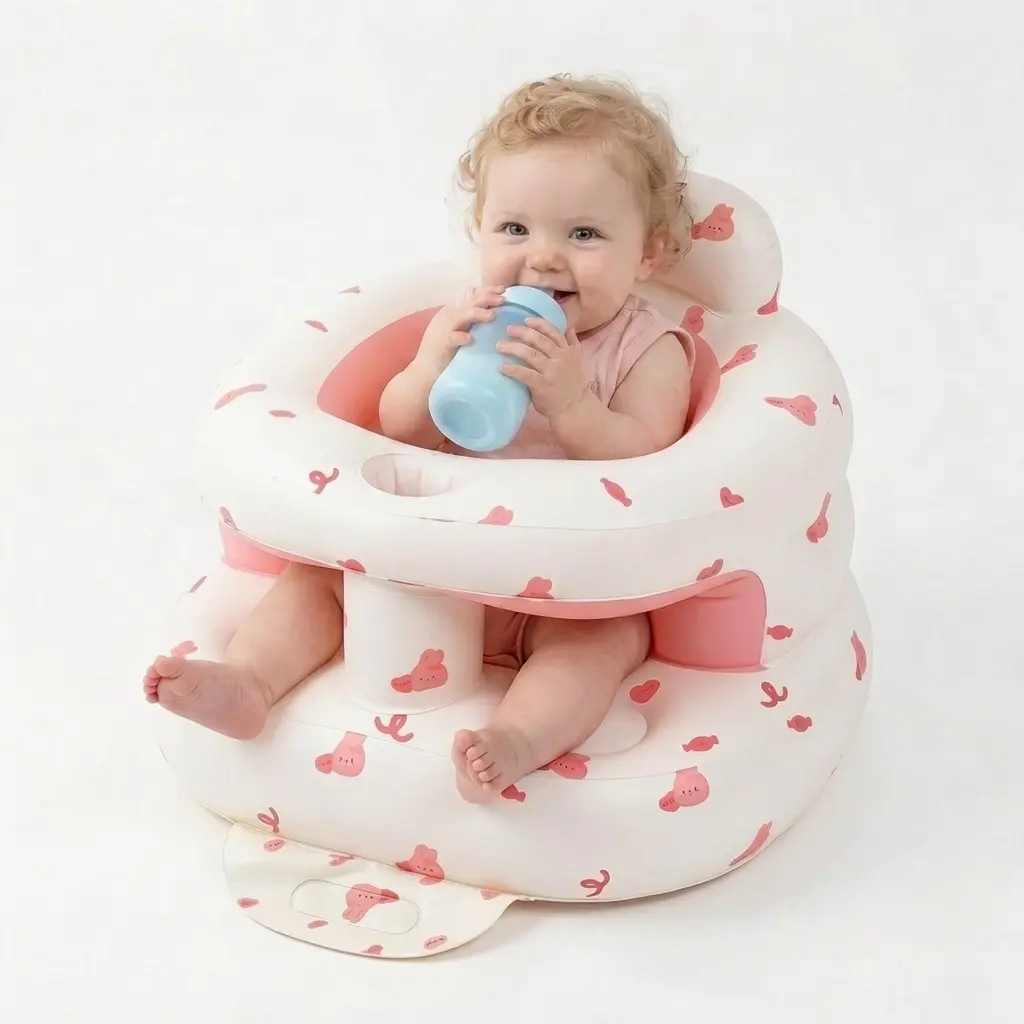 Inflatable Baby Seat for 3-36 Months Babies, Blow up Baby Chair with Built-in Air Pump, PVC Material, Full Enclosure Protection, Outdoor Travel Inflatable Chair for Infant