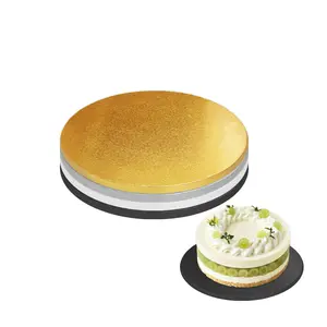 4 PCS Cake Drums, 1/2 Inch Thick Round Cake Boards, Four Colors: White, Gold, Silver and Black, Professional Quality Cake Cardboards, Card Base