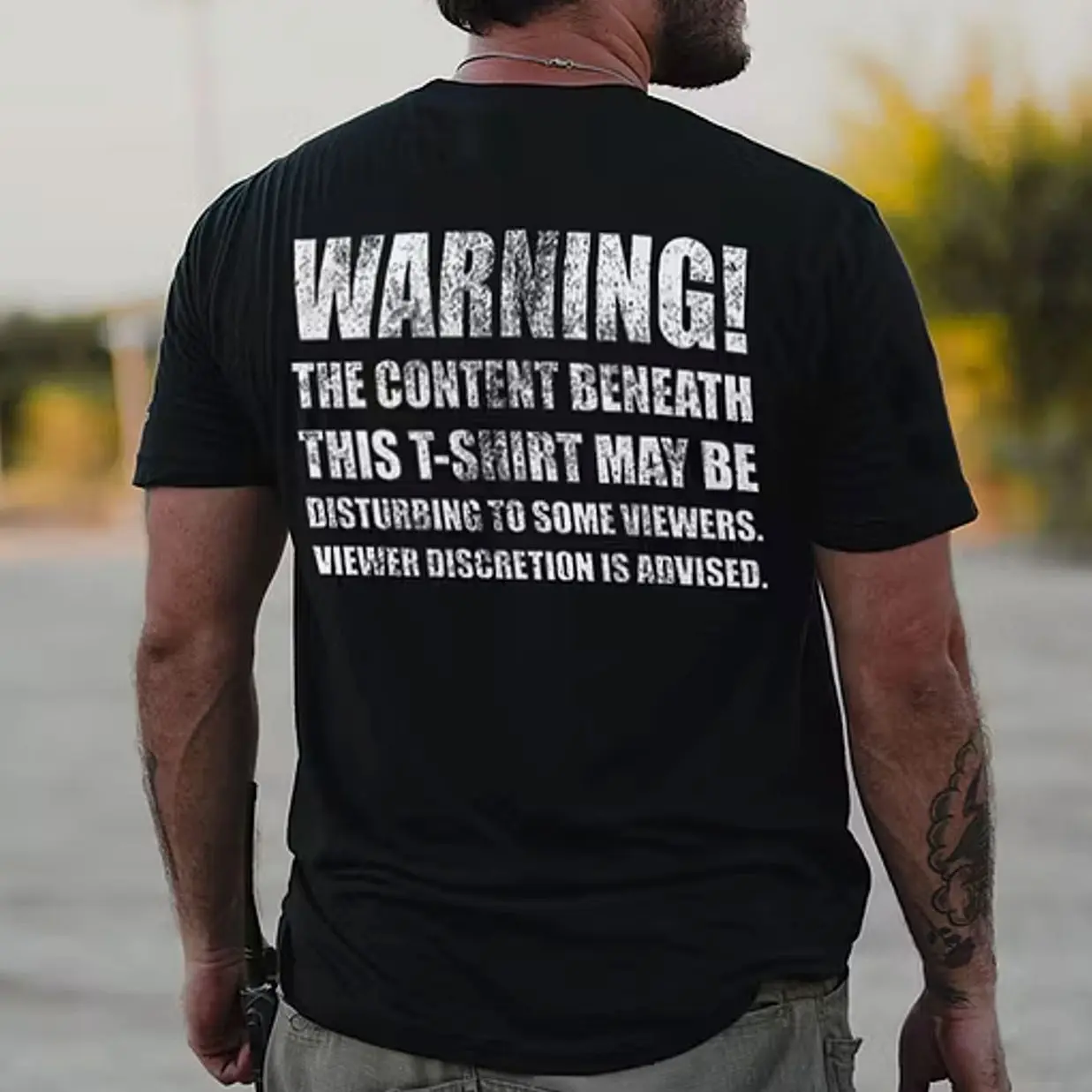 Warning! Viewer Discretion Is Advised Printed Men's T-shirt
