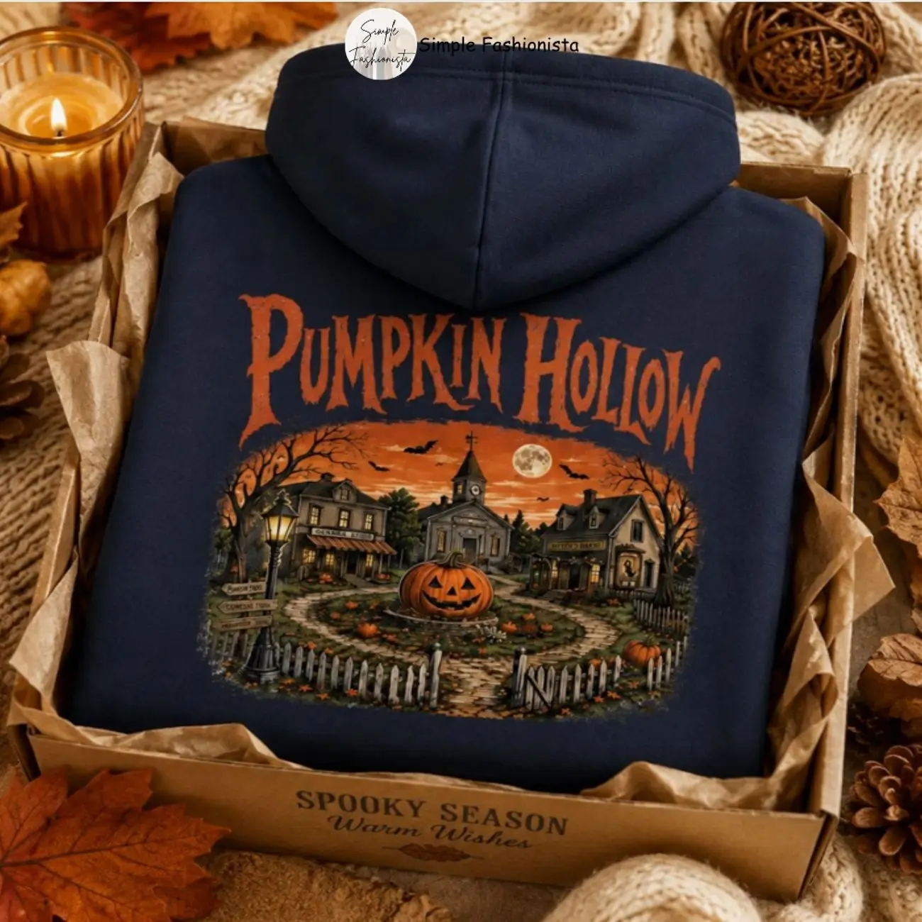 Pumpkin Hollow Hoodie, Halloween Back Print Sweatshirt, Haunted House Hoodie, Spooky Season Pumpkin Hoodie, Unisex Fall Hoodie.