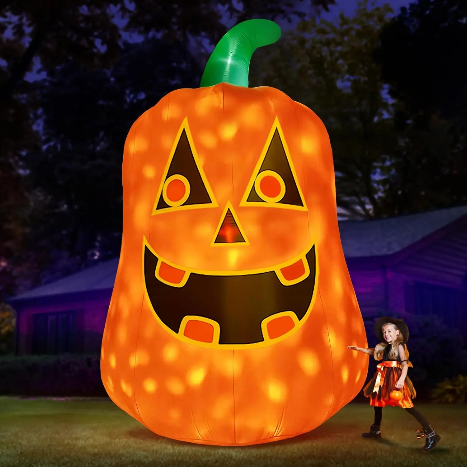 12FT Giant Halloween Inflatable Pumpkin, Blow up Halloween Decoration Built-in 6 LED and Flashing Light for Halloween Decoration Outdoor Indoor Home Party Supplies Halloween Lawn Decorspooky season decor, spooky yard decor, halloween yard decor, halloween