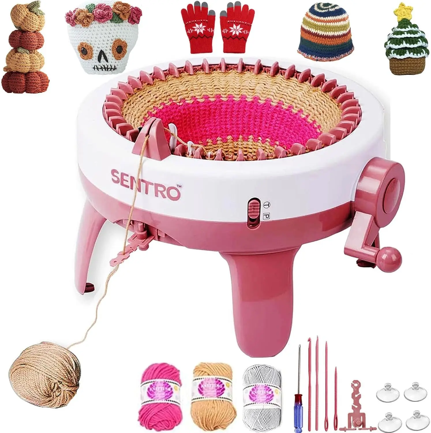 Sentro Knitting Machine 40 Needles Smart Knitting Loom Machine for Adults and Beginners, Automatic Circular Crochet Machine Kit for Hat,Sock,Scarves,Gloves,Sweater Gift