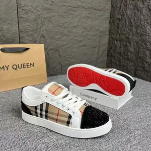 Low cut lace up sports shoelaces with rivets, fashionable anti slip rhinestones, casual walking and running shoes(Rain Shoes)