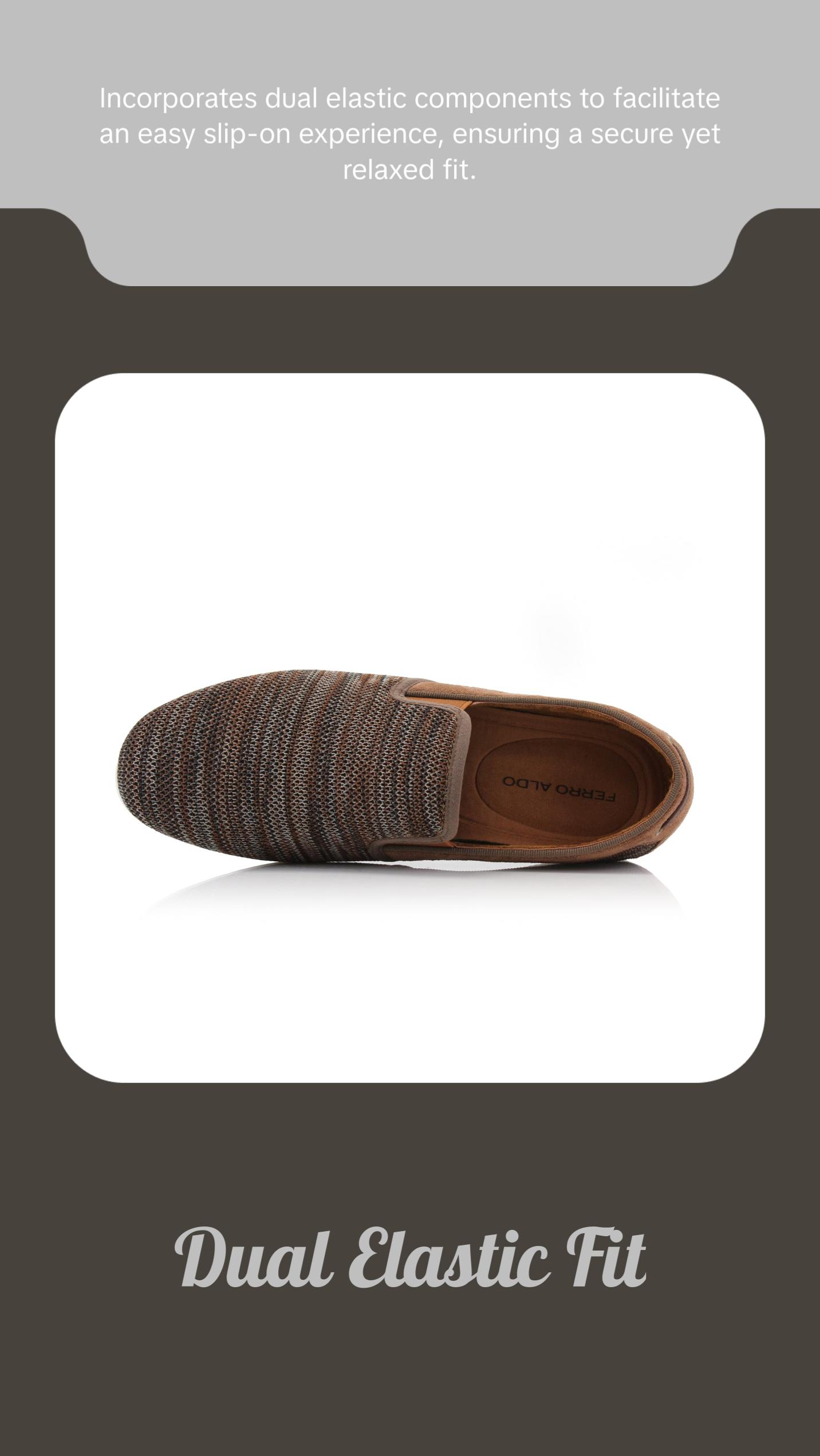 Ferro Aldo Jiro woven casual loafers, in heather Brown, Men's Size 6.5 - 13