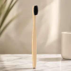 Biodegradable Bamboo Toothbrush with Charcoal Bristles, Medium Soft for Sensitive Gums, Gentle Cleaning, Zero Irritation. Travel & Family Oral Care, Eco-Friendly, Sustainable Natural Toothbrush Set.