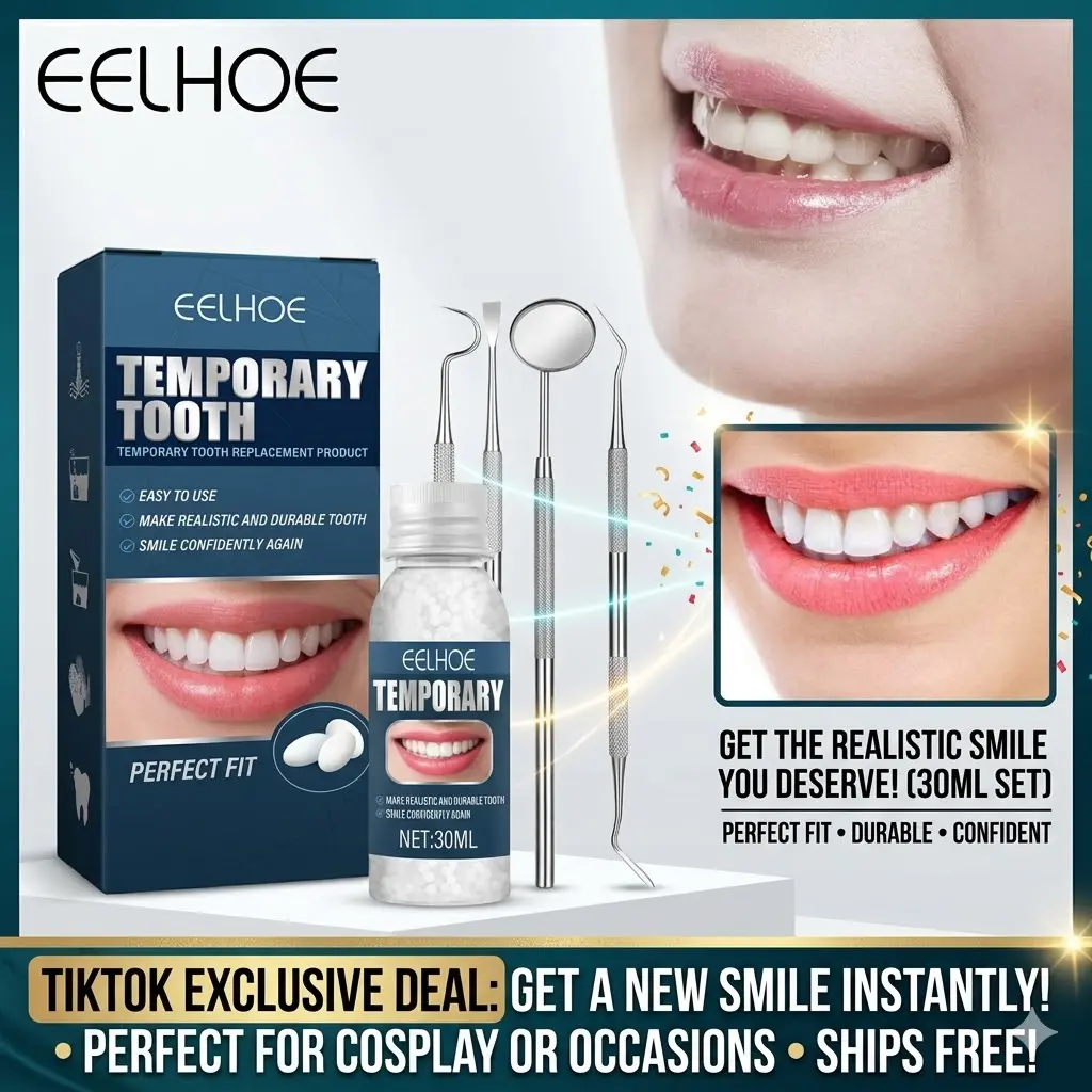 South Moon Tooth Repair Kit with Moldable Pellets for a Natural Look, Easy to Apply Temporary Repair for Missing Teeth, Includes 4 Tools and is Ideal for Cosplay Events, Apply Easily, Pellet Form