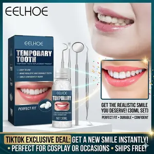 south moon Moldable Fake Teeth Temporary Fix Dental Kit, 4-Tool Multi-Pack Dental Repair Set for Broken Missing Teeth, Effortless-Apply Shapeable Denture Pellets for Seamless Look, Halloween Cosplay