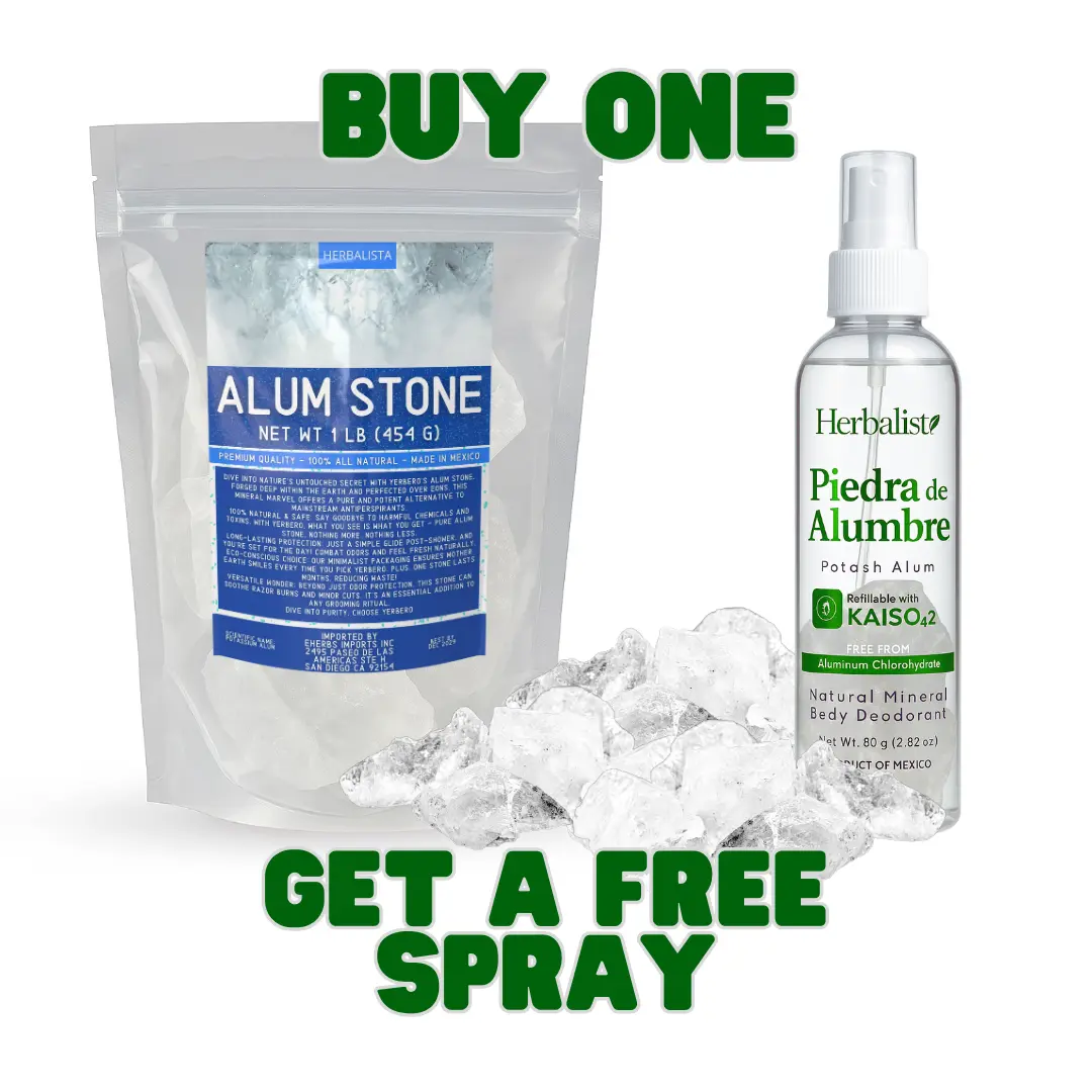 Premium Large Sensitive Gentle Hypoallergenic Alum Stone (16 oz/453g) - Free 8oz Refillable Potash Alum Deodorant Spray Mist, Natural Crystal Bath & Body Care, Multi-Purpose Shaving Stone, Piedra de Alumbre