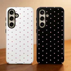 Pink Polka Dot Phone Case,Shockproof Rugged Cover Dual Layer Soft TPU Hard Bumper Shell for Samsung S26 S25 S24 S23 S22 S21 NOTE20 Ultra A71 A56 A36 Plus FE A06 A13 A14 A15 A16 A23 A25 A26 A34  A52 A53 A54 A55 S25edge