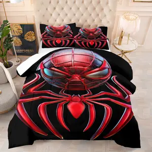 Spider Pattern Quilt Set, Includes 1 Bed Blanket and 1 or 2 Pillowcases Without Pillows, Perfect Gift for Teens and Adults, Spider Print Bedding Set, Soft Bedding Sets