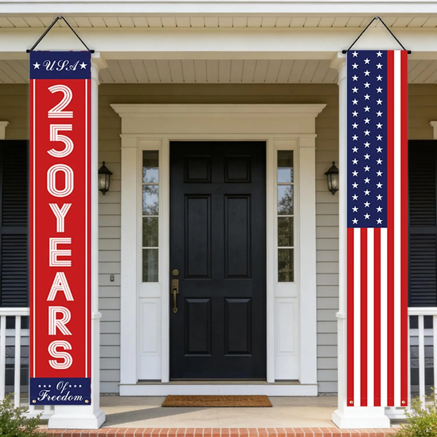 Polyester Flat Banner Set, UAS 250 Years America Semiquincentennial Decor, 30cm*180cm Hanging Display for 4th of July Party, Stars and Stripes Home Festive Party Decorations