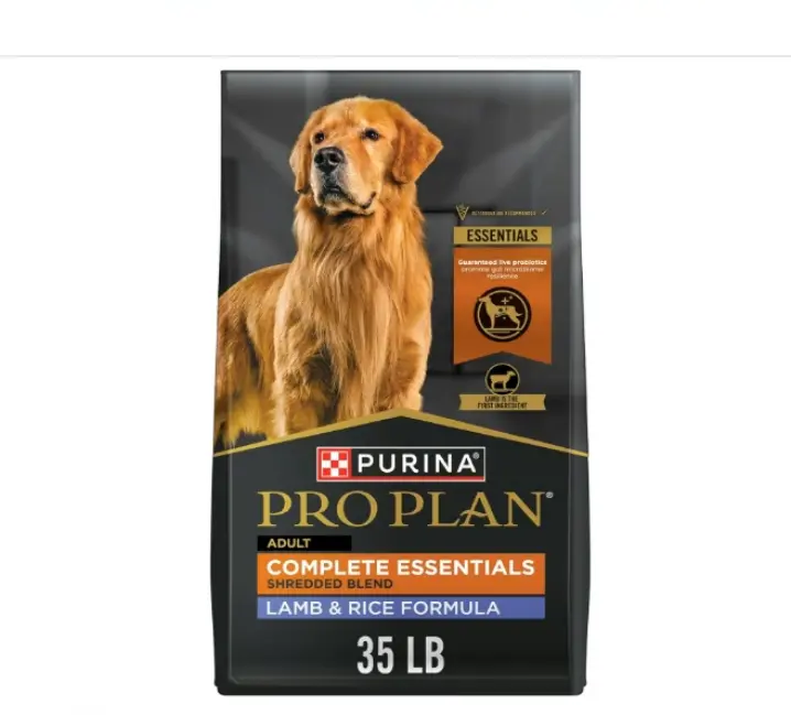 Purina Pro Plan Complete Essentials Shredded Blend Lamb and Rice High Protein Dog Food with Probiotics for Dogs - 35 lb. Bag