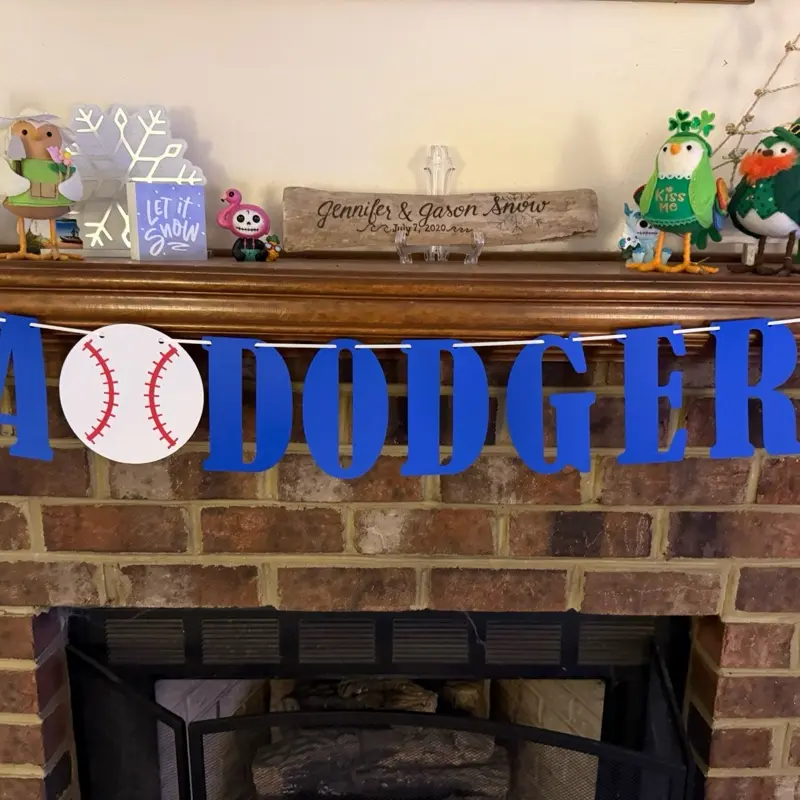 LA Dodgers Banner - Blue Lettering with Baseball Design for Sports Fans