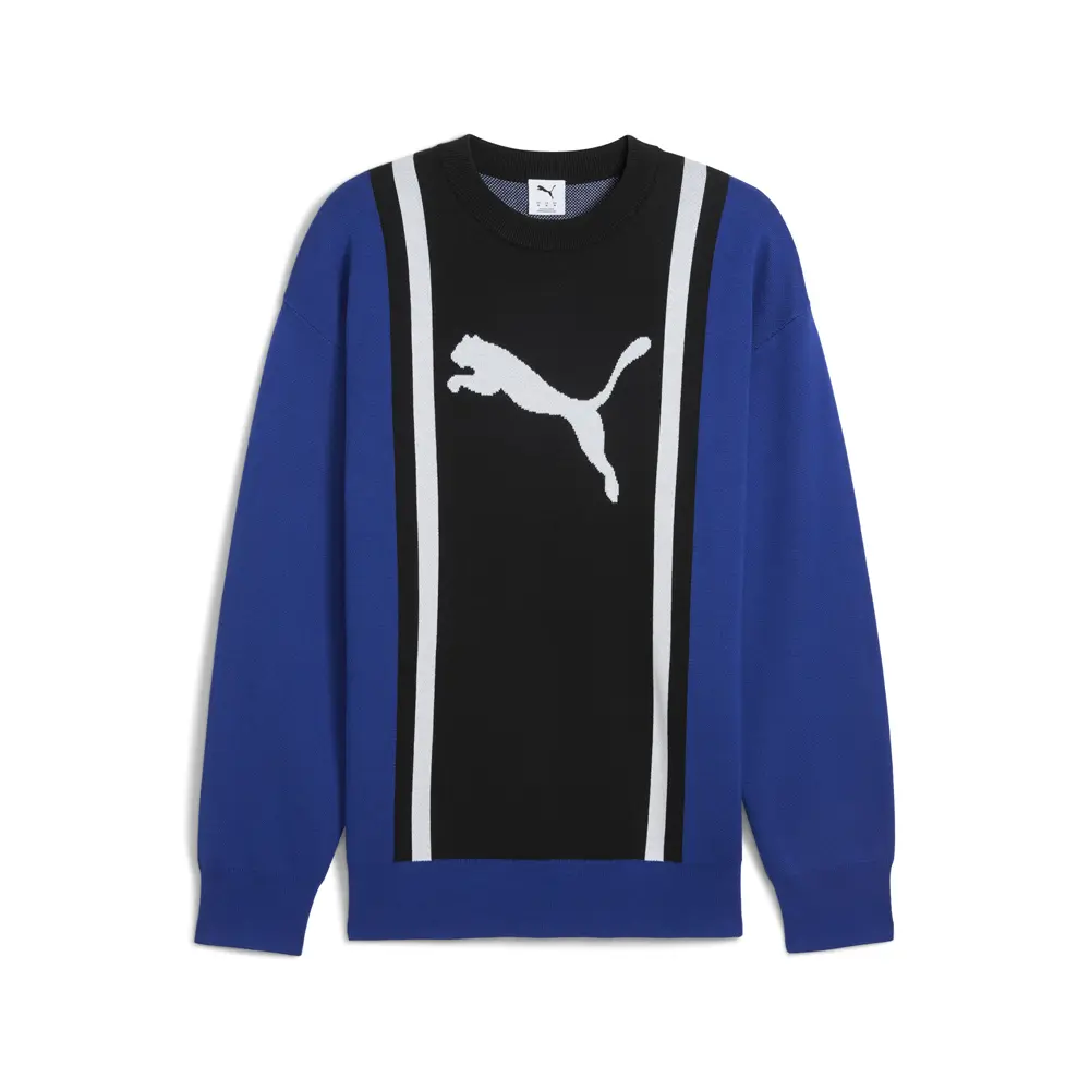 PUMA Mens Future Archive Relaxed Knitted Crew Neck Sweater Casual - Blue