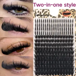 2-in-1 Enron Diary 14 Rows Mixed Lash Clusters, Diy Lash Clusters, Natural & Dramatic Volume Lashes, Wispy Eyelash Clusters for Self Application, spike+120D Fluffy Cluster Lashes D Curl, 10-18mm Mixed Lengths, Voluminous False Eyelashes, False Lashes