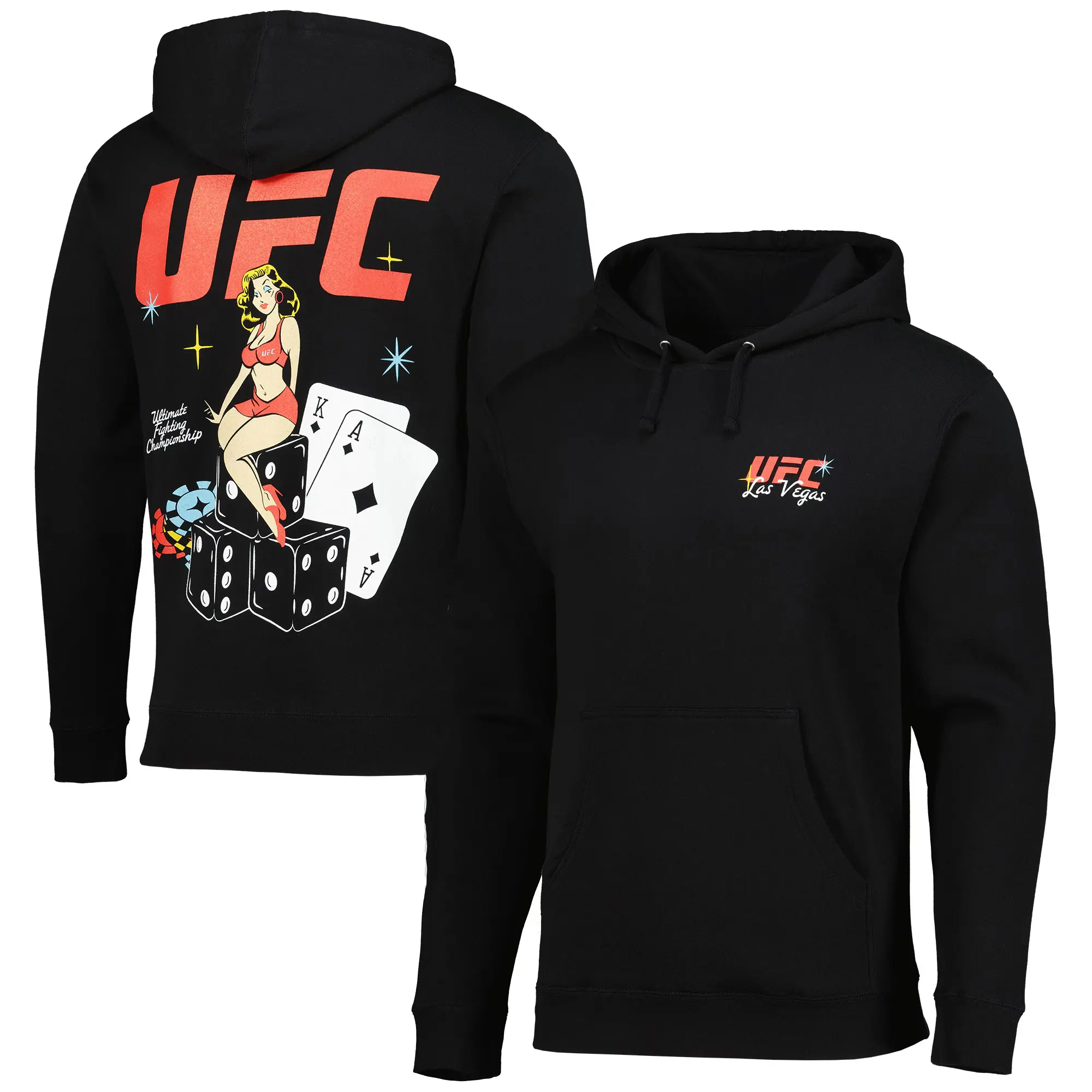 Mens Black UFC Old Vegas Pullover Hoodie, Classic UFC Hoodie, Comfortable Training Gear, Vintage Fight Night Apparel