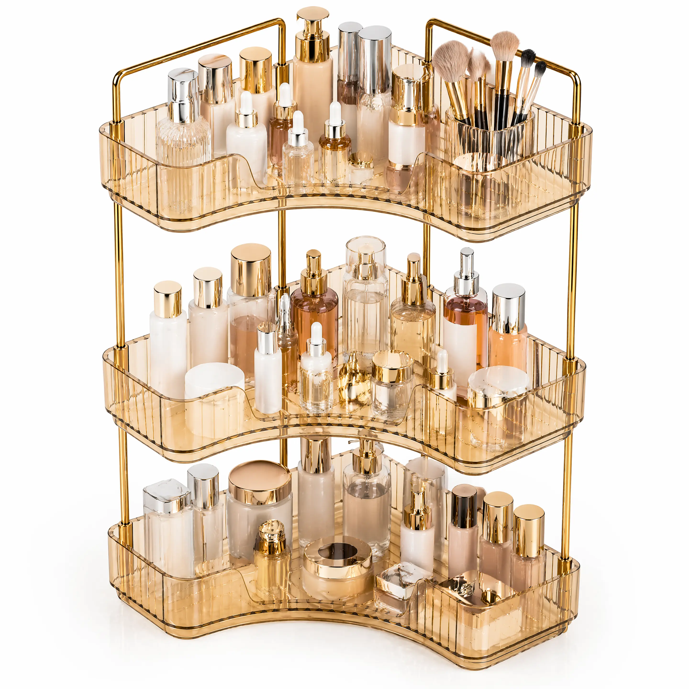 3 Tier Modern ABS Waterproof Bathroom Corner Organizer Multi Trays Shower Storage for Makeup Perfume Easy Install Mother's Day Home Gift