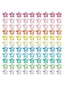 100+ Colorful Star Hair Clips, Soft Glitter Blue Metal Buckle, Non-Slip Hair Accessories for Women