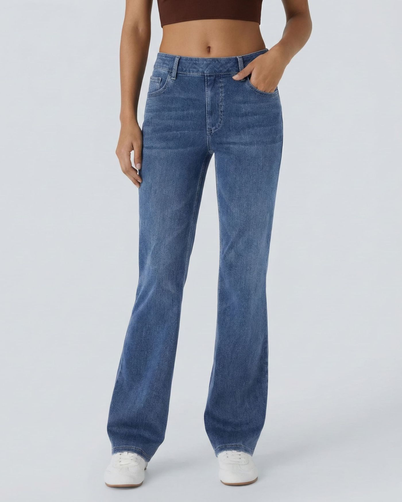 Halara Flex High Waisted Pockets Washed Casual Bootcut Jeans #SwimWeek