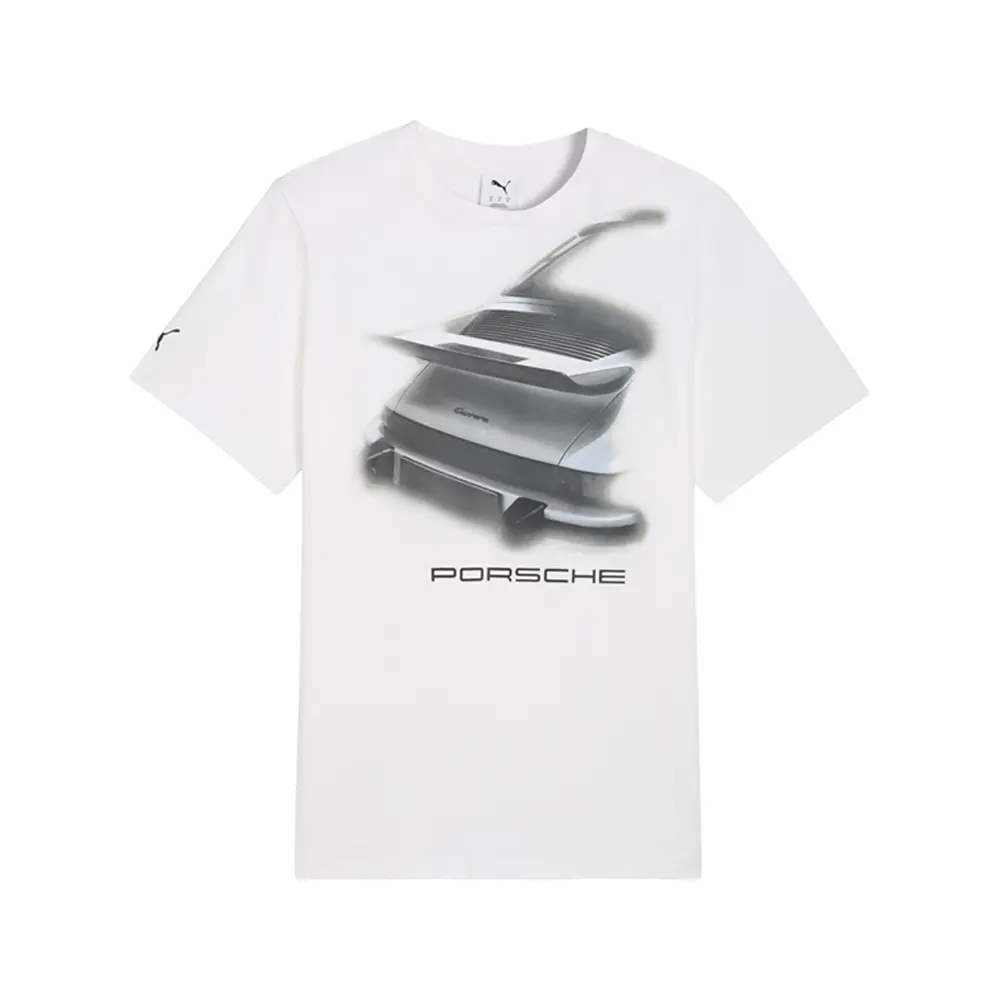 PUMA Mens Porsche Legacy Graphic Crew Neck Short Sleeve Casual Tops Casual - White