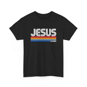 Jesus Retro Stripe Tee | Christian Faith Graphic Shirt
