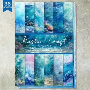36 Sheets A5 (The Sun Shone On The Blue Sea Background) Cut Thin Paper Sheets, Suitable For Bullet Diaries, Junk Magazines, Greeting Cards, Background Photo Albums And Handicrafts