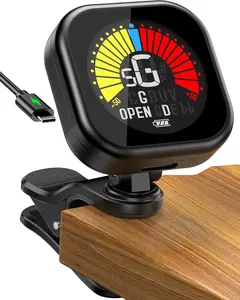 GT30 New Bee Guitar Tuner Clip-On Rechargeable with Color Screen 360° Rotatable Acoustic Chromatic Open Tuning for Guitar, Bass, Ukulele, Violin, Cello(Black, 1 Pack)