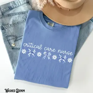 Comfort colors Critical Care Nurse Shirt Intensive Care Unit Ccu Rn Tee Emergency Icu Crew Tee Coquette Bow Flowers Girly Gift R292Icu NNurse
