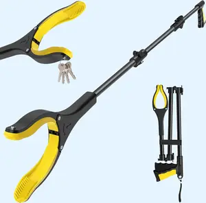 44-Inch Extra Long Foldable Grabber Reacher Tool for Seniors - 360° Rotating Anti-Slip Jaw, 4" Wide Claw Opening, Strong Grip, 2 Magnetic Tips, High Places Access, Small Metal Objects Pickup, 30-Day Return/Replacement