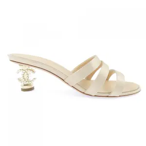 Pre-owned CHANEL Satin Small Leather Goods Mules