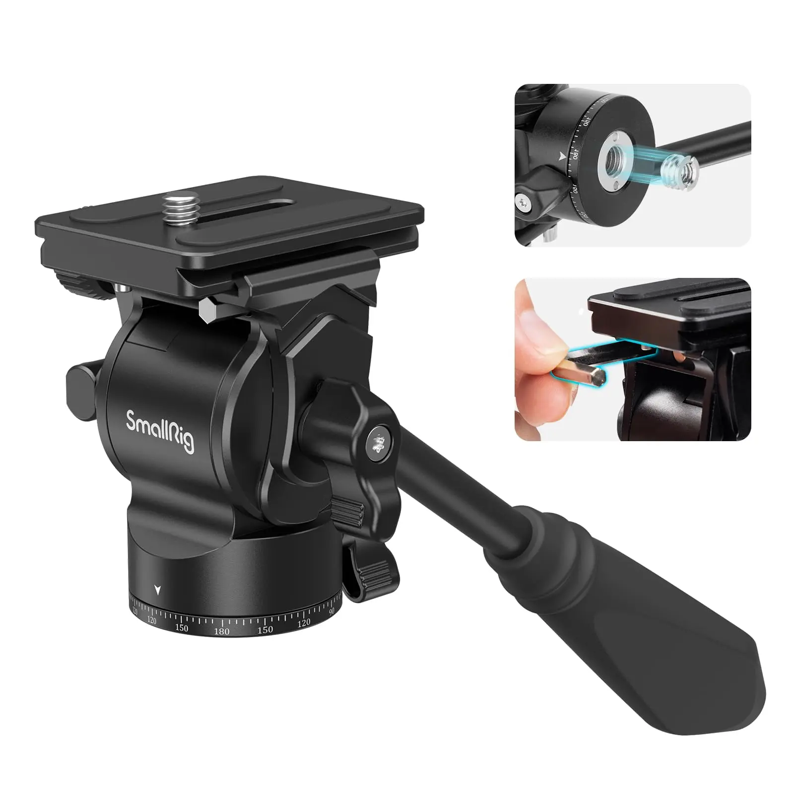 SmallRig Alloy Fluid Tripod Head 3259B with Quick Release Plate, Arca Swiss Compatibility, Adjustable Tilt & Head Mount, Allen Wrench for Compact Video Cameras, DSLRs/Cameras, Filming Setup Accessories (Fluid Motion Support)