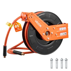 VEVOR Retractable Air Hose Reel, 1/2 Inch x 65 FT Rubber Air Hose Max 300PSI, Auto Rewind Air-Compressor Hoses Reel with 5 ft Lead in, Ceiling/Wall Mount for Garage WorkshopsSummervibes