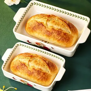 2pcs Hand-Painted Ceramic Baking Dishes, Ideal for Casseroles, Pasta, Pastries, Oven, Microwave, Freezer, Durable Kitchenware, Easy to Clean