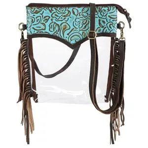 Teal Rose Clear Crossbody Bag