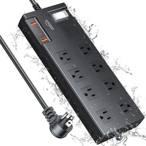 Covozon IPX6 Outdoor Power Strip Weatherproof, Waterproof Surge Protector Flat Outlet Extension Cord