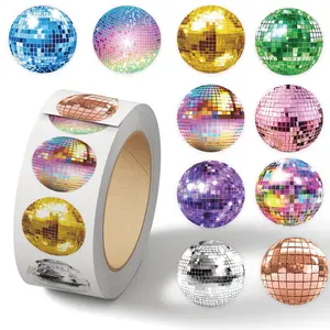500pcs Disco Ball Roll Sticker Series Office Supplies Notebook Accessories Sealing Stickers, Round Labels for Mugs, Laptops, Suitcases, DIY Decorative Stickers, Birthday Gifts