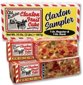 Claxton Fruit Cake Sampler – 2-1 Lb Loaves, Regular & Dark Recipe Duo, Individually Wrapped in Signature Gift Carton | Old-Fashioned Holiday Fruitcake Since 1910
