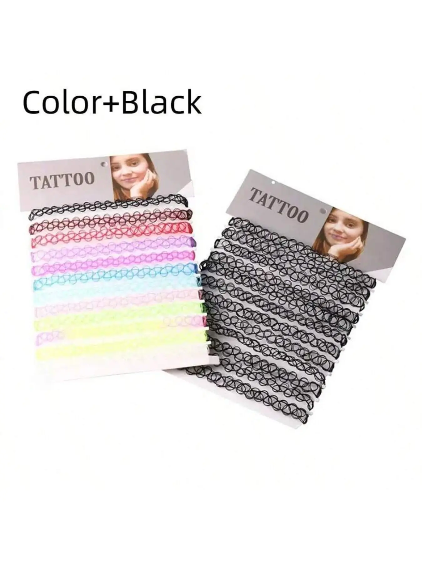 Fashion Elastic Stretchable Collar, Fish Line Tattoo Necklace Set, 12 Pieces, Stylish and Comfortable Jewelry, All Season
