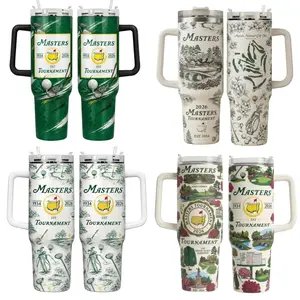 [Collection] Masters Tournament 2026 Inspired 40oz Tumbler With Handle, Golf Championship Travel Mug, Stainless Steel Insulated Cup with Lid and Straw, Golf Fan Drinkware Gift for Men Women, Green Aesthetic Sports Mug for Hot and Cold Drinks, Reusable Cup