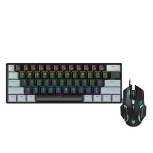 60% Game Keyboard & Mouse Combo, RGB Mechanical Feel Keyboard & Mouse Set, Compact Design Keyboard & Mouse Set for PC Gaming