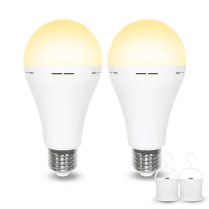 Emergency Rechargeable Light Bulbs 60 Watt, Warm White 3000K Battery Powered Light Bulb E26 Base, LED Battery Operated Light Bulb Long Lasting for Lamps, Power Outage, Sconces, 2 Pack