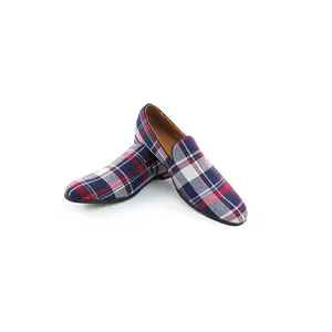 Mens Slip On Blue White Red Plaid Loafers Boat Shoes Formal Causal By AZARMAN