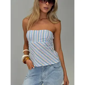 Elery Strapless Top Blue Stripe