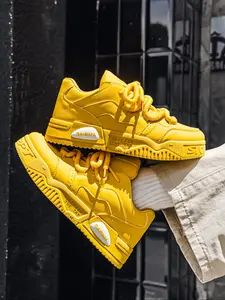 Men's Sporty Lace-Up Thick Sole Sneakers, Breathable Comfortable All-Season Shoes, Outdoor Skateboarding Shoes, Sneakers Trainer Shoes