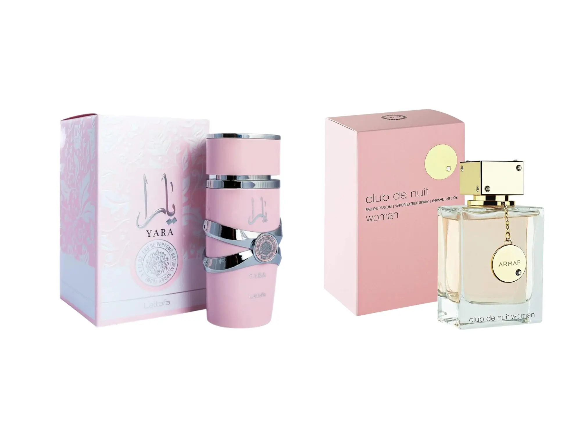 (2pc Bundle Pack) Armaf Club De Nuit Women 3.6oz + Lattafa Yara 3.4oz Perfume Spray EDP