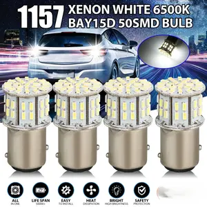 4PCS 7443 7440 LED Red Strobe Flash Blinking Brake Stop Tail Parking Light Bulbs