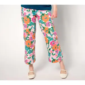 Isaac Mizrahi Live! Tall True Denim Printed Crop Wide Leg Jeans