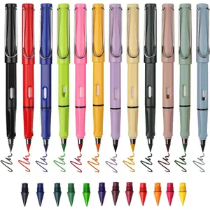12 Colors Forever Pencil with Erase - Long Lasting Durable Writing Infinity Pencil , Never Sharpen Everlasting Inkless Pencil for Sketch, Drawing, School Supplies Art Drafting Pencils